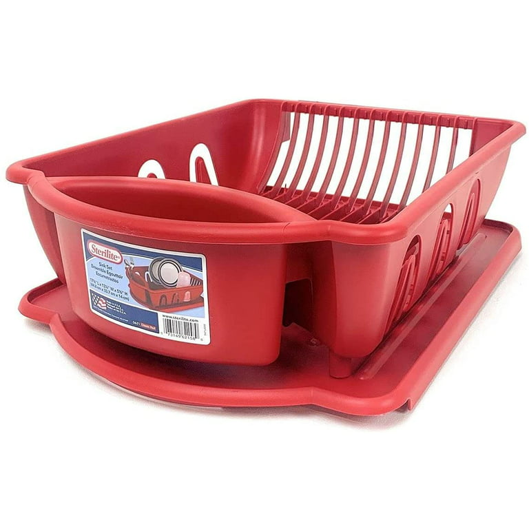 Qlux Dish Drainer Assorted Colors (Red, Gray, White, Pink)