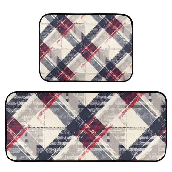 2-Piece Ultra Soft Absorbent Floor Mats With Anti-Skid Backing For Kitchen Bathroom Laundry Room Cream Color