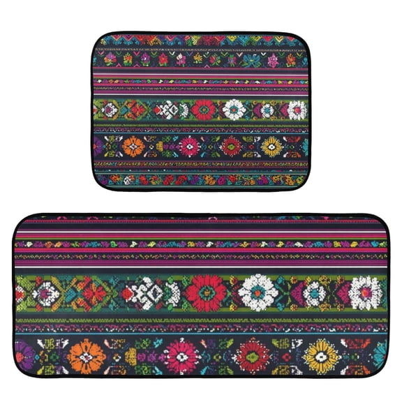 2-Piece Ultra Soft Absorbent Floor Mats With Anti-Skid Backing For Kitchen Bathroom Laundry Room Seamless Vector Pattern