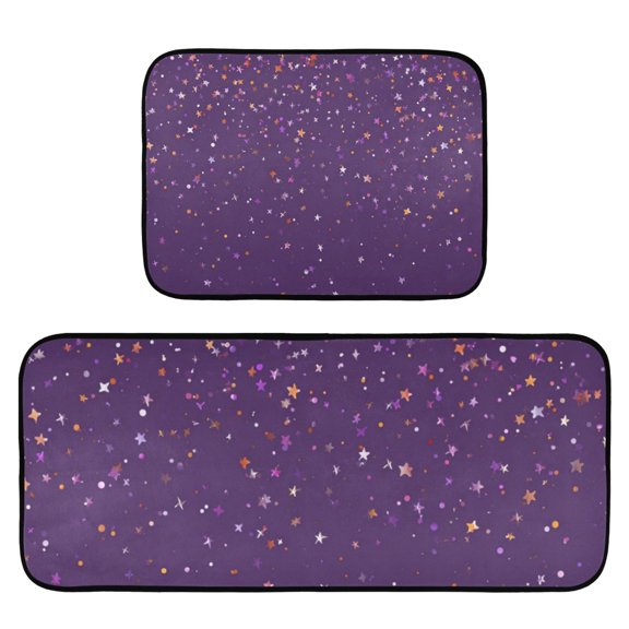 2-Piece Ultra Soft Absorbent Floor Mats With Anti-Skid Backing For Kitchen Bathroom Laundry Room Stars Falling