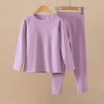 thumbnail image 1 of 2 Piece Unisex Kids' 100% Cotton Underwear Set, Purple Long Sleeve Top & Full-Length Pants, Soft Breathable for 4-12 Years,Size 8-9T, 1 of 7