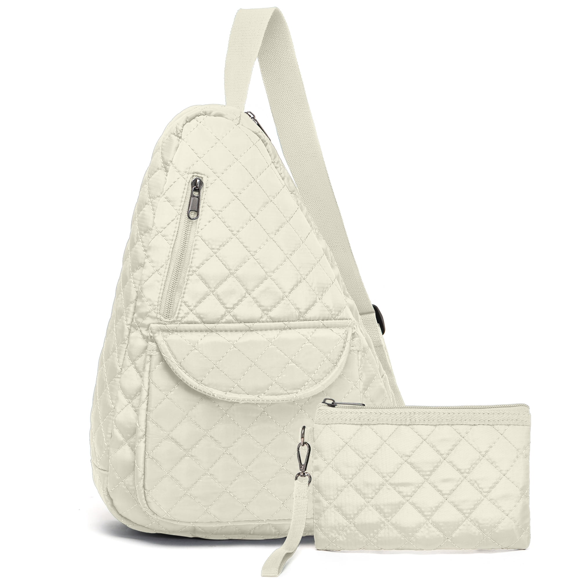 2-Piece Unisex Quilted Nylon Sling Bag Set – Large-Capacity Crossbody Bags with Chest & Shoulder Wear Options, Ideal for Travel, Hiking, Work & Commute