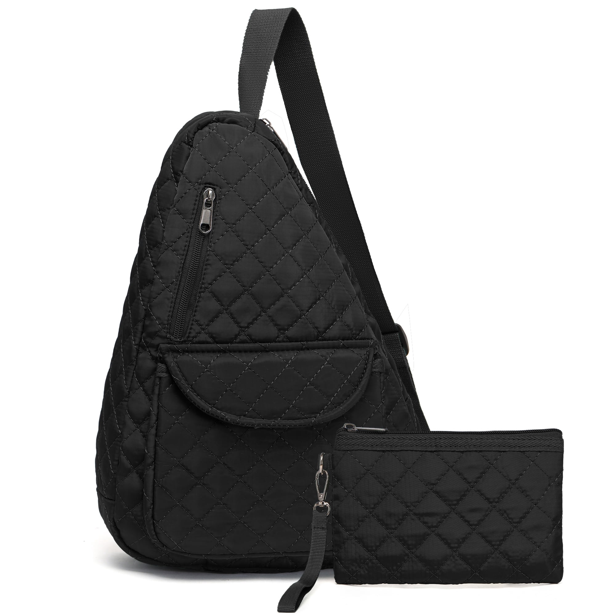 2-Piece Unisex Quilted Nylon Sling Bag Set – Large-Capacity Crossbody Bags with Chest & Shoulder Wear Options, Ideal for Travel, Hiking, Work & Commute
