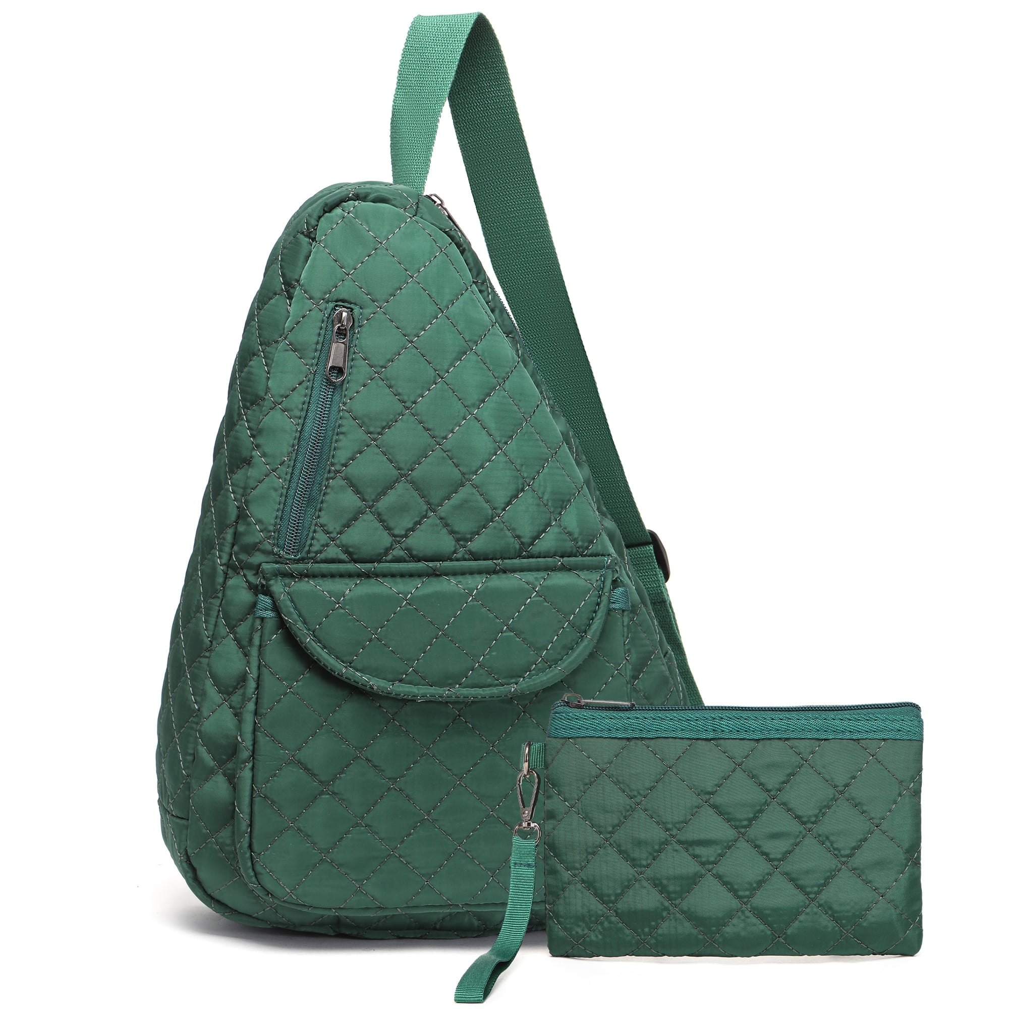 2-Piece Unisex Quilted Nylon Sling Bag Set – Large-Capacity Crossbody Bags with Chest & Shoulder Wear Options, Ideal for Travel, Hiking, Work & Commute