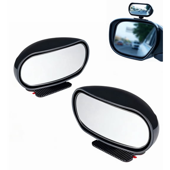 2-Piece Universal Blind Spot Mirror - 360 Rotatable HD Glass Convex Rear View Mirror - Wide Angle Auxiliary Mirror for Car, SUV, Truck & Driving Instructors - Easy Adhesive Installation