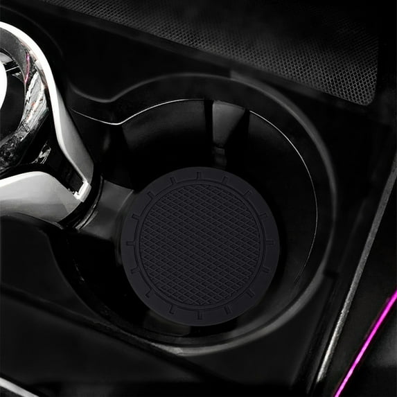2-Piece Universal Honeycomb Car Cup Holder Mats, Heat Resistant Spillproof Insert Liners, Waterproof & Anti-Slip Protectors for Vehicle Drinks (Black)