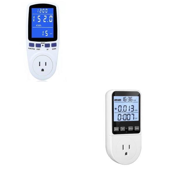 2 Piece Upgraded Watt Power Meter Plug Home Energy Monitor Backlight Overload Protection