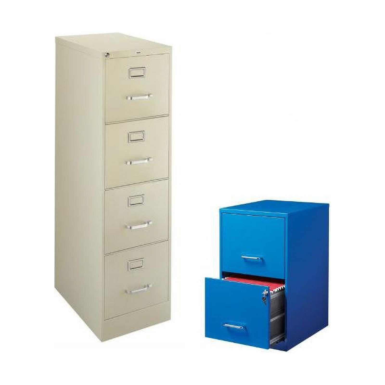 2 Piece Value Pack 4 and 2 Drawer Filing Cabinet in Putty and Blue - image 1 of 3