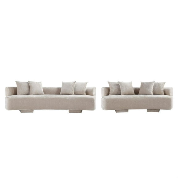 2-Piece Verandah 90.6" Sofa and 112" XL Sofa both with Solid Wood Frame in Beige