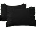 thumbnail image 1 of 2 Piece Vintage Ruffle Pattern Solid Black European Pillow Shams, (European 16X16 Pillow Cover), 100% Egyptian Cotton, 800 Thread Count, European Size, 1 of 3