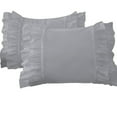 thumbnail image 1 of 2 Piece Vintage Ruffle Pattern Solid Silver European Pillow Shams, (European 26x26 Pillow Cover), 100% Egyptian Cotton, 800 Thread Count, European Size, 1 of 3