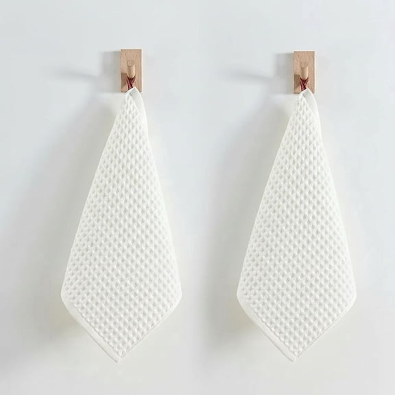 2-Piece Waffle Hand Towels for Bathroom – Cotton Quick Dry Lint Free Face Towels 13” x 29”