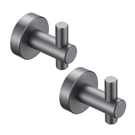 2-Piece Wall-Mounted Bathroom Robe Hook with hidden mounting base in Gray