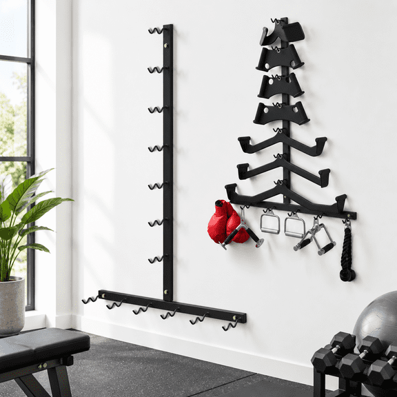 2-Piece Wall Mounted Cable Attachment Storage Rack For Home Gym Accessories