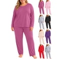 thumbnail image 1 of 2-Piece Warm Base Layer Set for Women Classic Crew Neck Thermal Top & Pants, Essential Winter for Daily Wear, 1 of 9