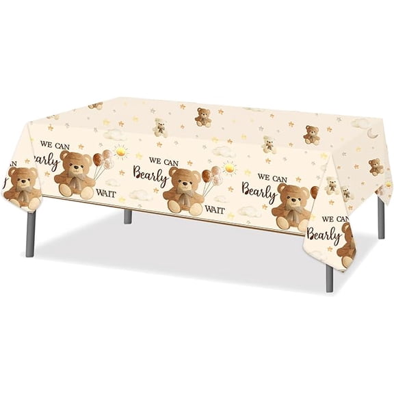 2 Piece We Can Bearly Wait Teddy Bear Baby Shower Tablecloths