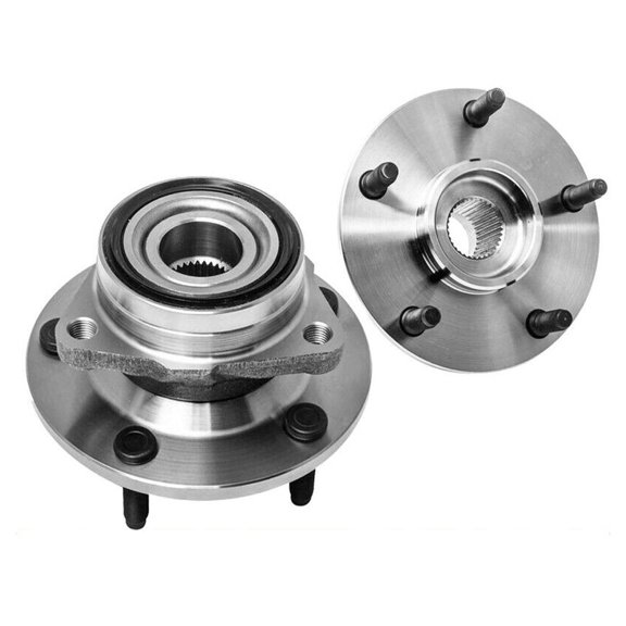 2-Piece Wheel Hub and Bearing Assembly - Front Passenger and Driver Side - Polished Finish - 5-Lug Pattern - 4WD Compatible