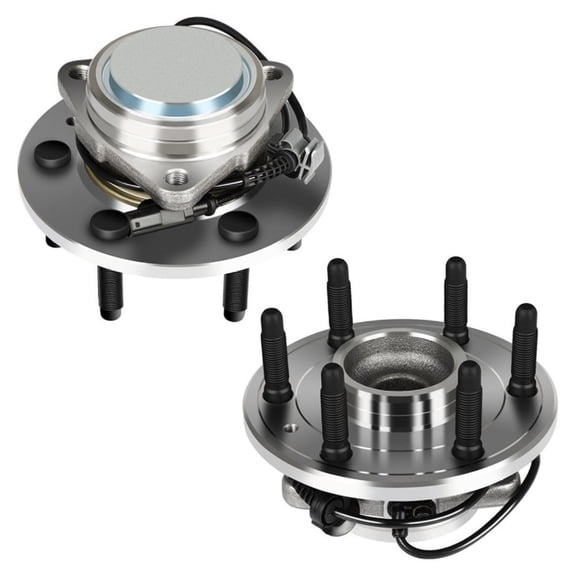 2-Piece Wheel Hub and Bearing Assembly with ABS Sensor - Front Side, Polished Steel, 6-Lug Configuration