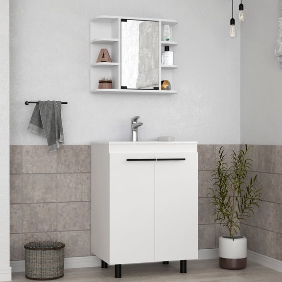 2-Piece White Bathroom Furniture Set | High-Quality Build & Easy Storage | Bathroom Renovation