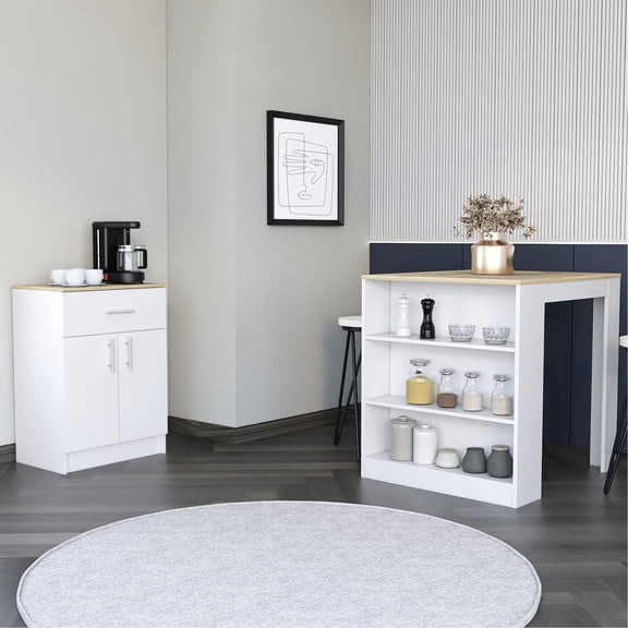 2 Piece White Kitchen Ensemble | User - friendly Assembly Instructions | Well - crafted Particle Board | Satisfies DIY Beginners
