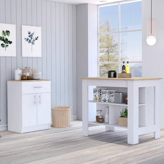 Modern White 2-Piece Kitchen Furniture Set / High-Quality for Dining Room Use