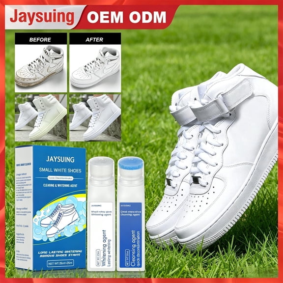 2-Piece White Shoe Cleaning & Whitening Kit, 0.85 fl oz Each, Quick Decontamination & Yellowing Removal for Sneakers, Dry-Cleaning Formula with Built-In Applicator