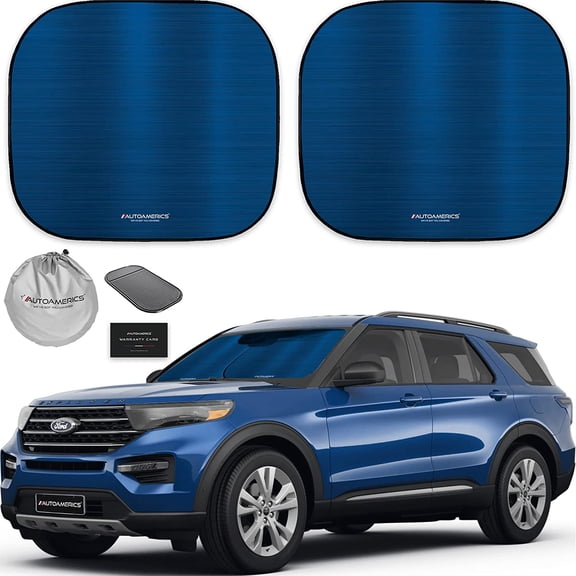 2-Piece Windshield Sun Shade - Foldable Car Front Window Sunshade for Most Cars SUV Truck Heat Blocker Visor Protector Blocks Max UV Rays and Keeps Your Vehicle Cool