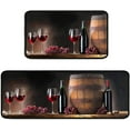 thumbnail image 1 of 2 Piece Wine Kitchen Rug Set, 3D Wine Glasses Kitchen Rugs and Mats Non Skid Washable Absorbent Microfiber Kitchen Floor Decor Mat 17"x47"+17"x30", 1 of 6
