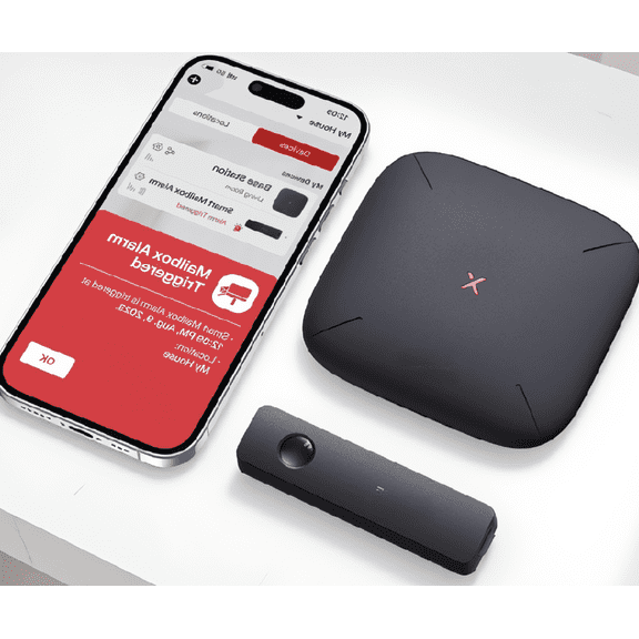 2-Piece Wireless Mailbox Alarm Sensor with Base Station, Long Range Mail Delivery Alert, IP65 Waterproof, 4-Year