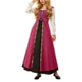 thumbnail image 1 of 2 Piece Women Medieval Renaissance Maxi Dress Tribal Trim Oktoberfest Halloween Costume Victorian Regency Queen Princess Peasant Dress, 1 of 5