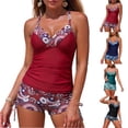 thumbnail image 1 of 2 Piece Women Tankini Swimsuits with Shorts Tummy Control Bathing Suits Top Bottom Swimwear Turquoise XL, 1 of 5