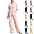 thumbnail image 1 of 2 Piece Women Tracksuit Set, Button Down Jackets, Wide Leg Sweatpants, Teen Fall Trendy Casual Workout Outfits S-XXL, 1 of 6