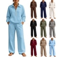 thumbnail image 1 of 2 Piece Women Tracksuit Set, Half Zip Up Collared Sweatshirt, Wide Leg Pants, Teen Fall Trendy Workout Outfits S-XXL, 1 of 7