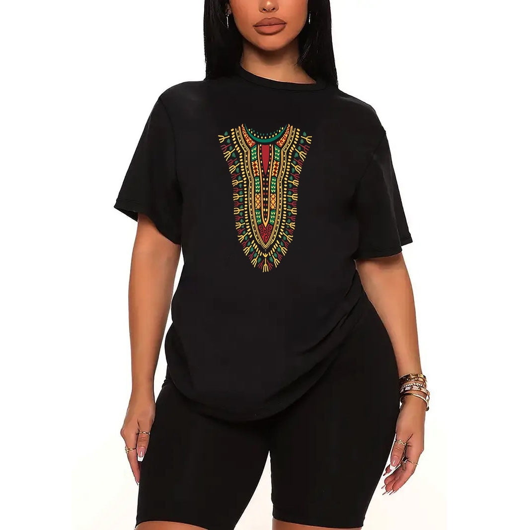Tribal Fashion Daisy Embroidered Short Sleeve Boxy T-Shirt White