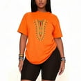 thumbnail image 1 of 2 Piece Women's African Print Traditional Tribal Dashiki Pride Attire Kente Outfit Sleeve Oversized Tshirts and Shorts Lounge Sets-orange-4XL, 1 of 6
