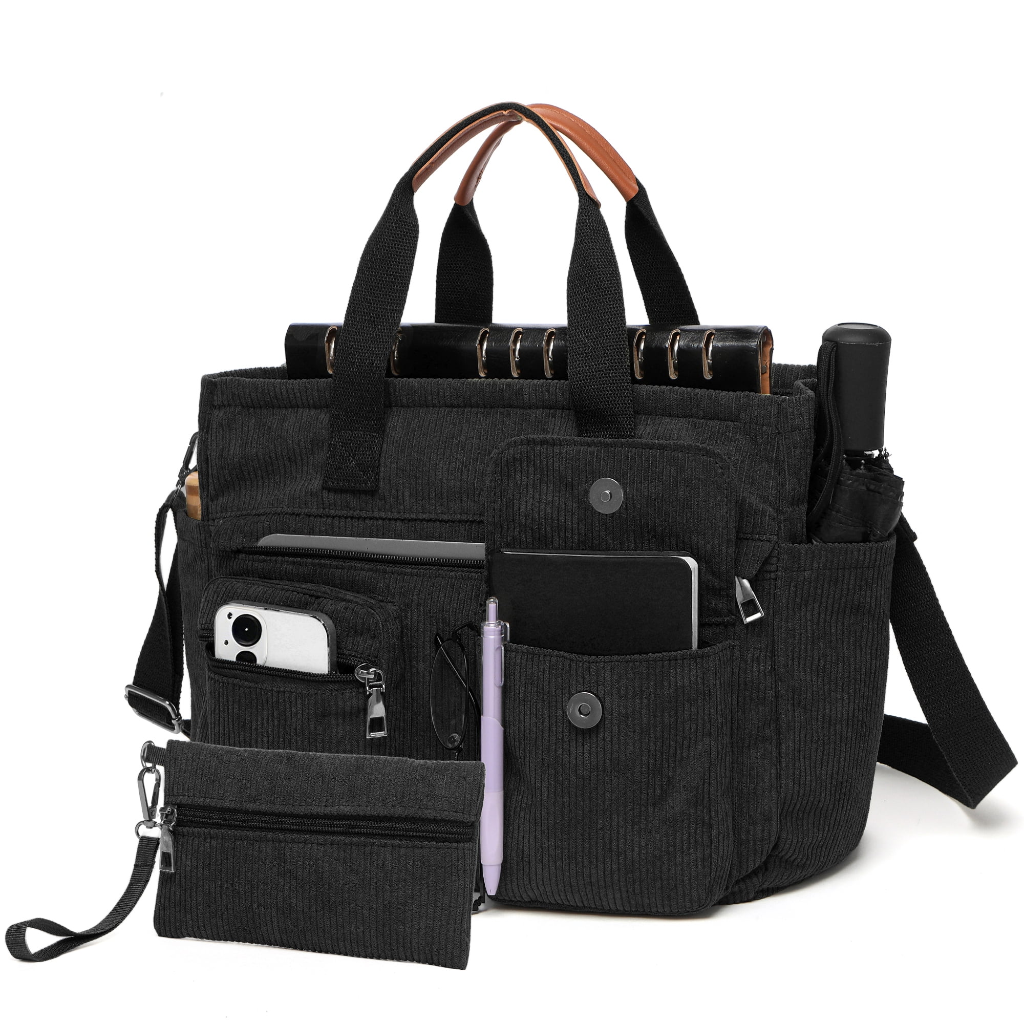 2-Piece Women's Corduroy Bag Set: Stylish Laptop Tote + Multi-Functional Crossbody Bag – Large-Capacity Work/Travel/Gym Bag