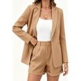 thumbnail image 1 of 2 Piece Women's Open Front Long Sleeve Blazer & Solid Shorts Pants Suit Sets, 1 of 7