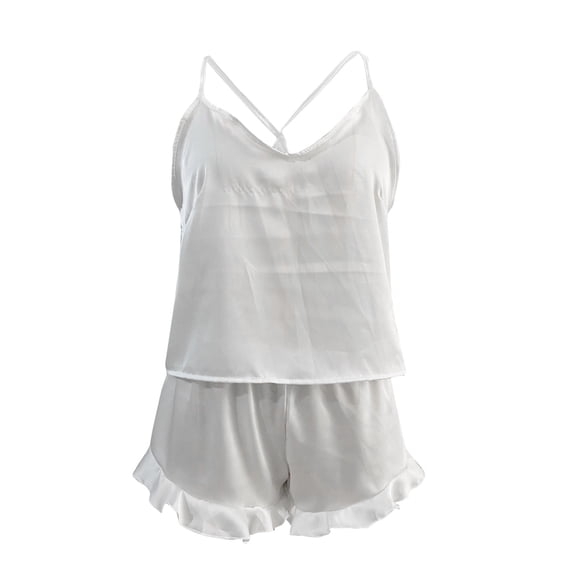 2-Piece Women's Silk Pajamas Set - Sleeveless Vest & High Waist Shorts Pants, Comfortable Breathable Sleepwear For St Patrick's Day Nightgown,Size:M