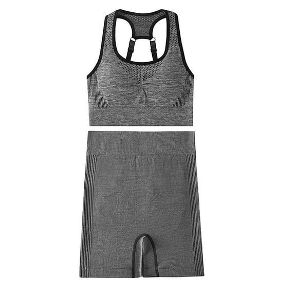 2-Piece Women's Sports Set - Racerback Compression Bra Workout Shorts | HighWaist Biker Athletic Yoga Leggings