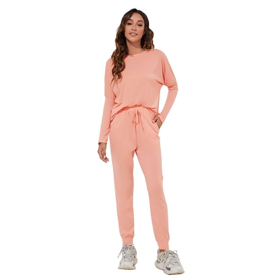 2 Piece Women's Sweatsuits Set Deep V-Neck Long Sleeve Long Pants, Winter Stretchy Thick Warm Loose Fit, Comfortable Stretchy For Cold Day Casual Wear,Size:S
