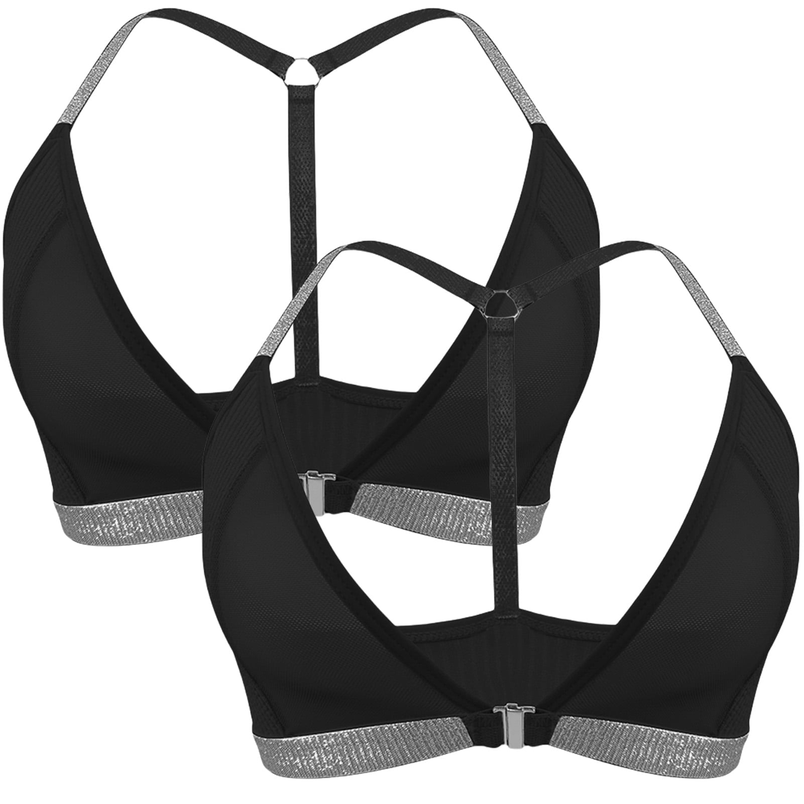 2 Piece Women’s V Neck Triangle Bras Spaghetti Strap Low Cut Bralette ...