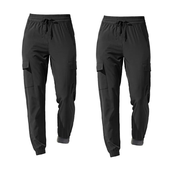 2-Piece Women's Winter Warm Fur-Lined Ultra-Soft Comfortable Tapered Fit Cargo Joggers