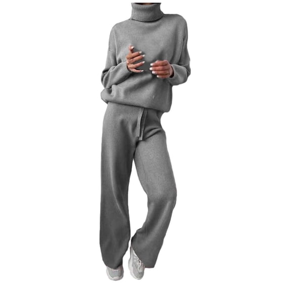 2 Piece Womens Oversized Sweatshirt High Neck Long Sleeve Pullover Sweatshirts Long Pants Sets Casual Loose Loungewear,Winter Sweatshirts,Size:XL