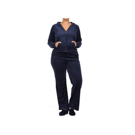 2 Piece Womens PLUS SIZE Velour SET JOGGING set Hoodie PANTS Track Suit 1X-2X-3X
