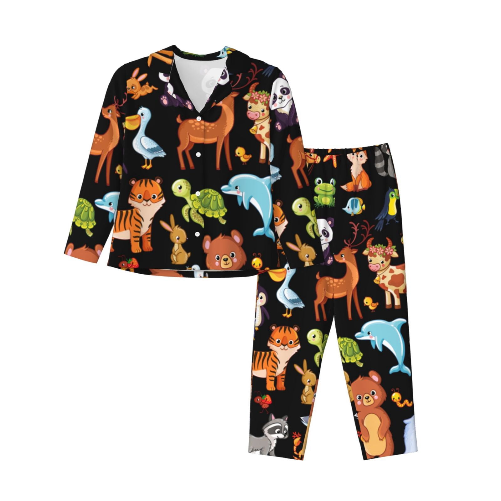 2 Piece Womens Pajama Sets - Animal Cartoon Style Soft Sleepwear Comfy ...