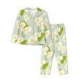 2 Piece Womens Pajama Sets Calla Lily Flowers Light Green Soft