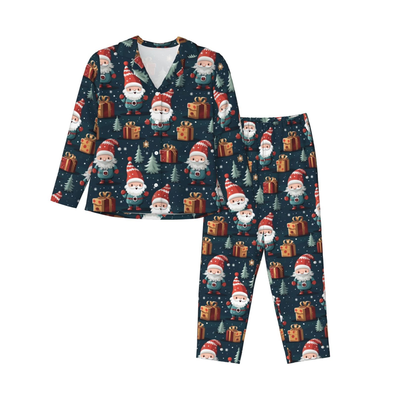 2 Piece Womens Pajama Sets Cute Santa Claus Gift Soft Sleepwear Comfy