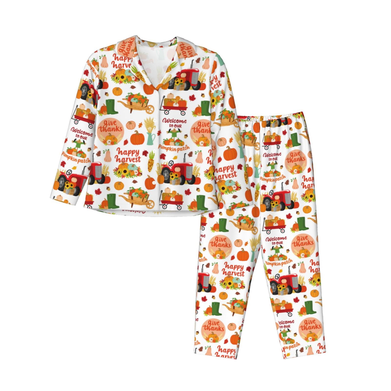 2 Piece Womens Pajama Sets - Fall Farm Pumpkin Soft Sleepwear Comfy ...