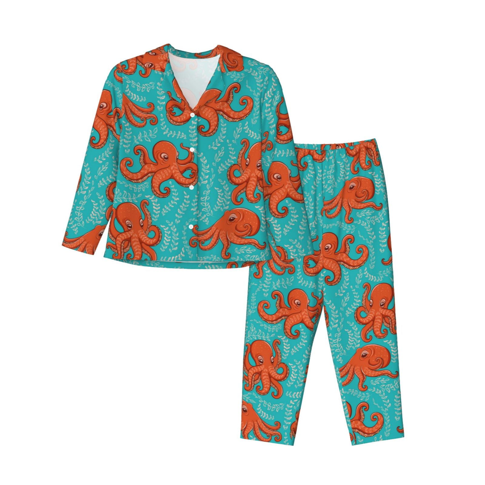 2 Piece Womens Pajama Sets Fun Octopus Soft Sleepwear Comfy Pajamas