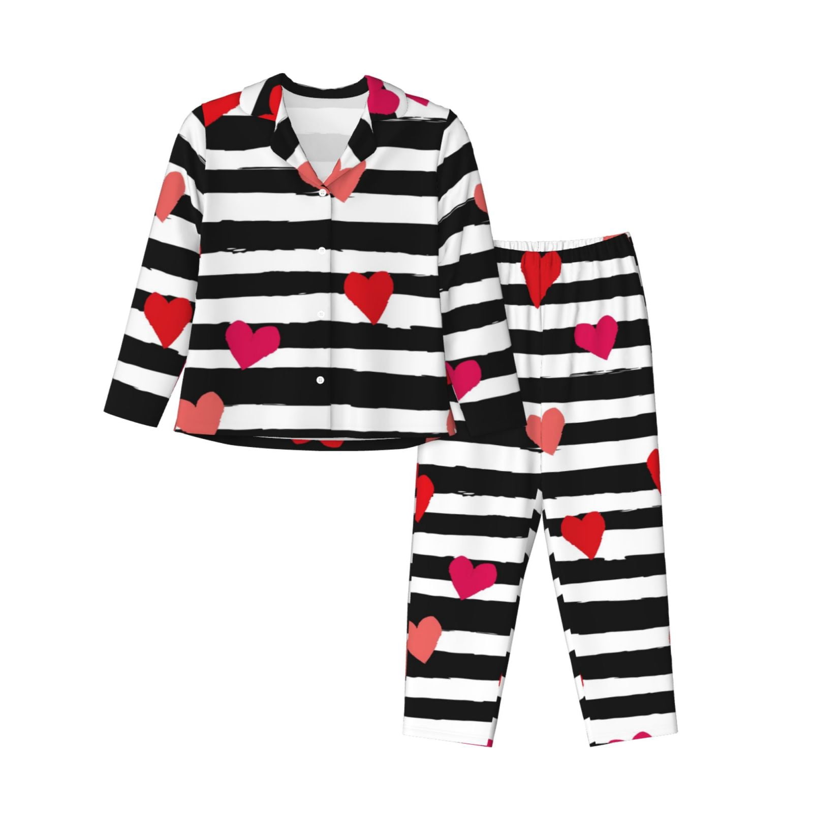 2 Piece Womens Pajama Sets - Hearts And Lines1 Soft Sleepwear Comfy ...